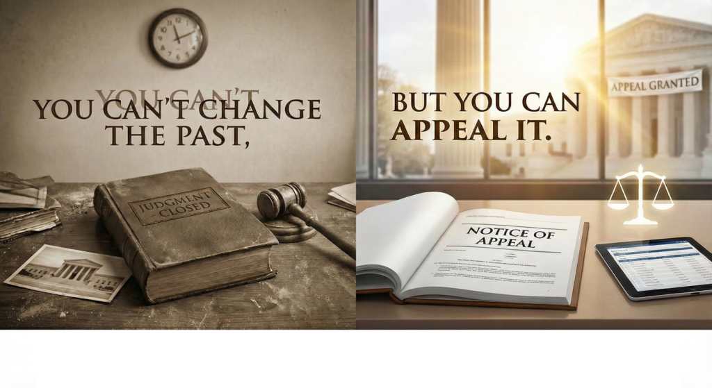 Current image: You can't change the past, but you can appeal it.